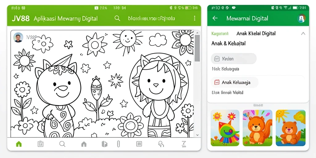 Antarmuka menarik dari aplikasi JV88 untuk mewarnai digital.
