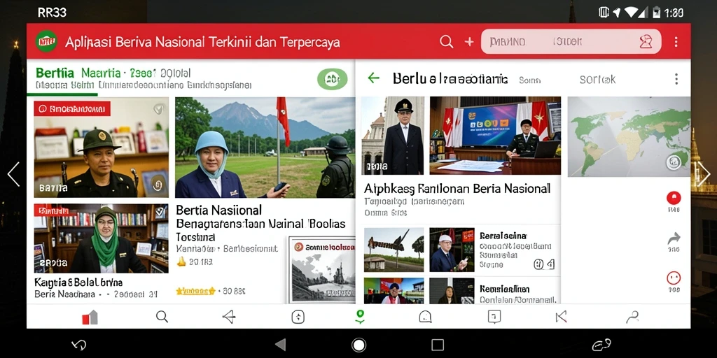 Tampilan antarmuka aplikasi RR33 menampilkan berita nasional terkini.